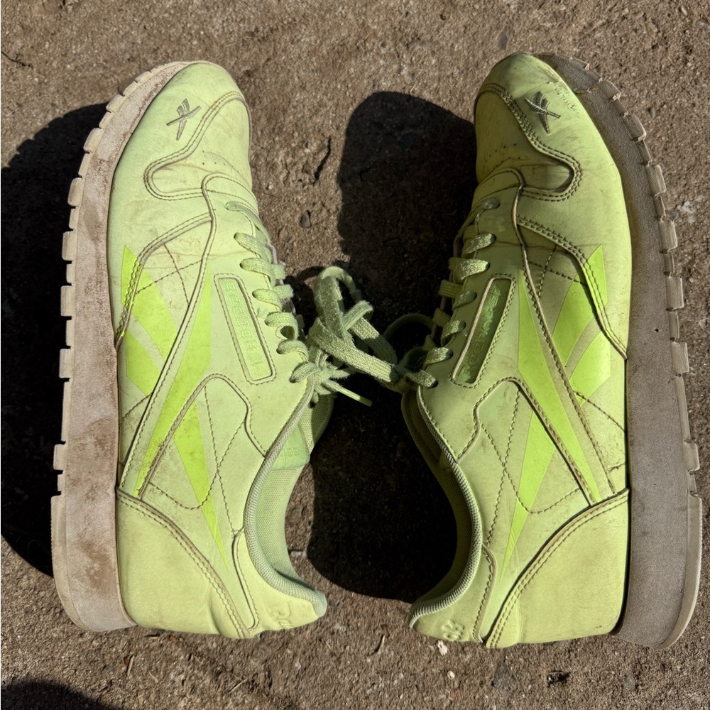 Lime green Reebok sneakers size 10.5